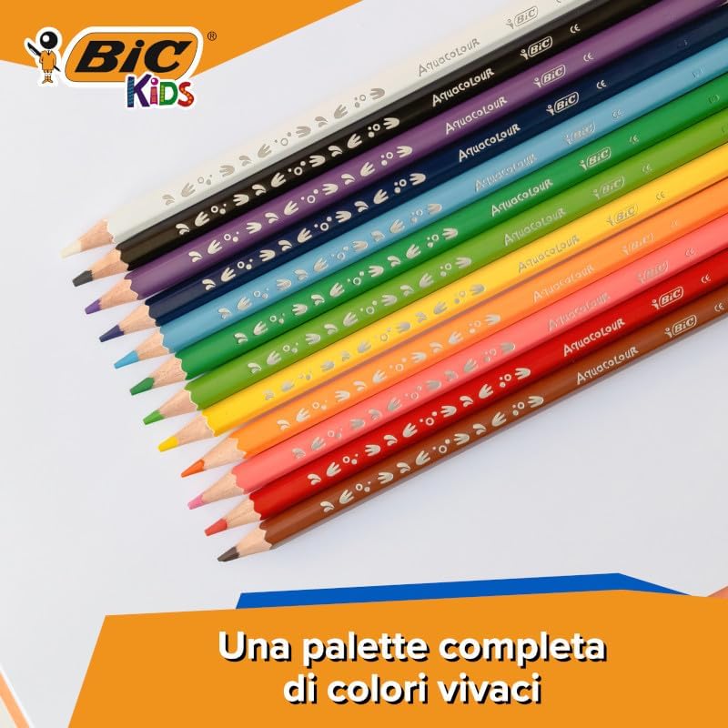 Matite Colorate Acquerellabili, Aquacouleur, Colori Assortiti, Confezione da 24 Matite, Colori per Bambini a Casa e a Scuola