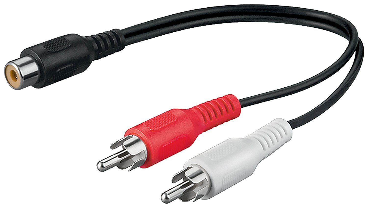 Goobay 50008 Audio Y Cable Adapter, Stereo RCA Male to RCA Female, Black, 0.2 m Cable Length