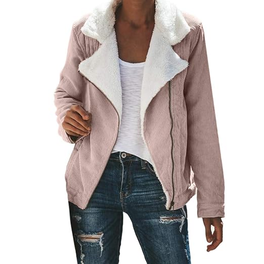 Fanxing Damen Reitmantel Faux Wildleder Jacke Zipper Up Front Coat Outwear mit Taschen