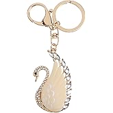 PRETYZOOM Swan Shaped Keychain Elegant Crystal Key Ring Bag Pendant Car Decoration Charming Gift for Women Party Accessories