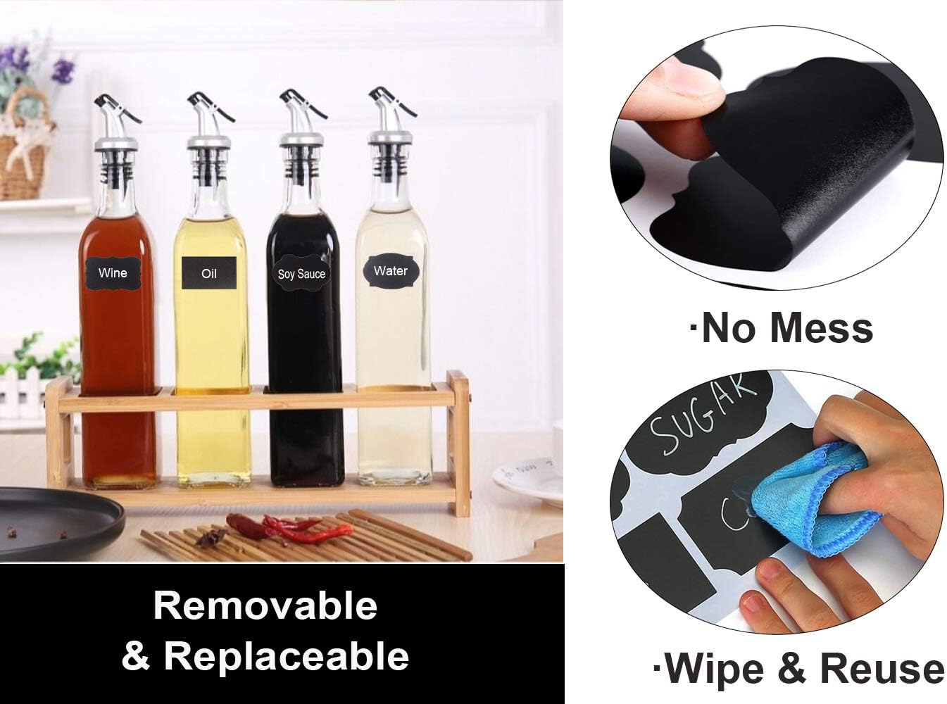100Pcs Chalkboard Labels Stickers, Reusable Small Waterproof Sticker Label with White Liquid Chalk Marker for Home and Kitchen, Adhesive Removable Chalk Board Mason Jar Labels : Office Products