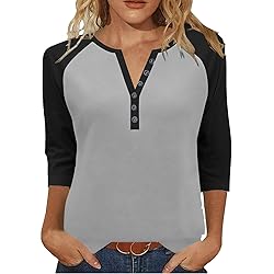 Womens 3/4 Sleeve Tops and Blouses Plus Size