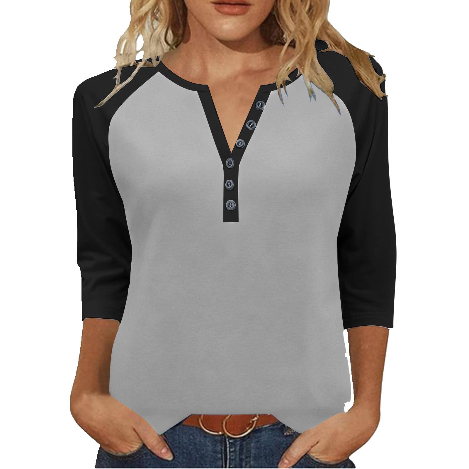 Womens 3/4 Sleeve Tops and Blouses Plus Size
