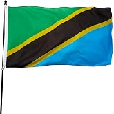 DANF Tanzania Flag 3x5 Ft Thick Polyester | Fade Resistant, Brass Grommets, Canvas Header Tanzanian Banners with 3 X 5 Feet
