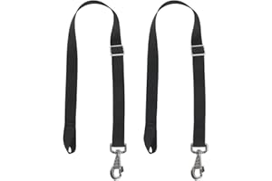 GAITWIN Premium Horse Blanket Sheet Leg Straps, Replacement Stretchy Belly Strap with Swivel Snaps and Loop End, Adjustable Length from 22 to 40 Inch Black (2 Pcs)