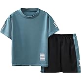 LFOXROG Toddler Boys Clothes Mesh Athletic Summer Short Sleeve T-Shirt and Shorts Kids Outfit Set 3-10 Year