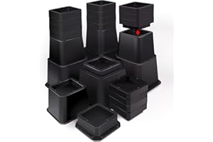 Sunifier Bed Risers 12 inch Heavy Duty, Adjustable Furniture Risers 1,2,3,4,5,6,7,8,9,10,11,12 inch for Bed Frame Legs, Bed Lifts Risers for Table, Couch, Sofa Dorm Bed Risers (Black, 1-12 inch)