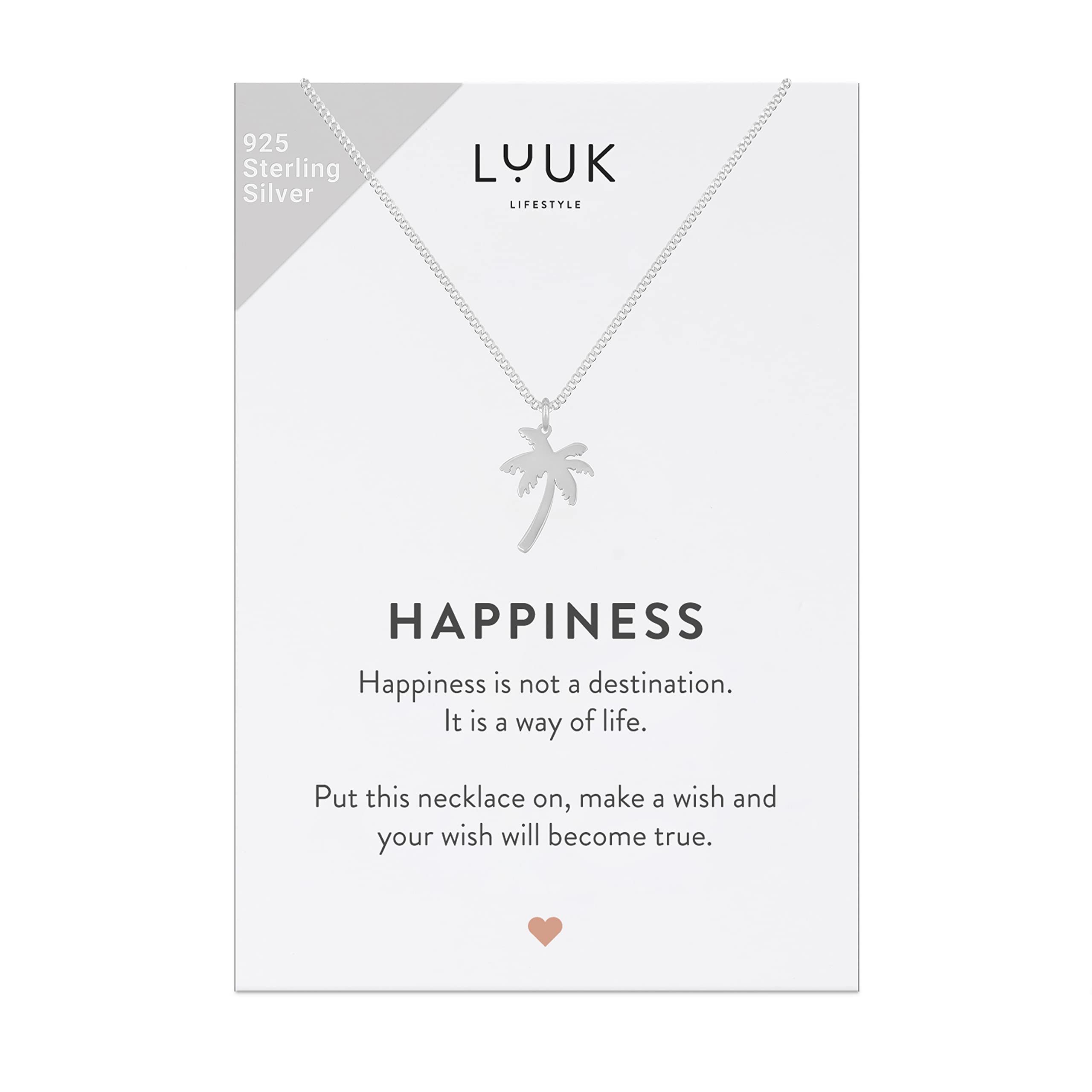 LUUK LIFESTYLE 925 Sterling Silver Pendant Necklace for Women Waterproof 50cm Chain Modern Necklace Gift for Her Silver Palm Tree — image 1
