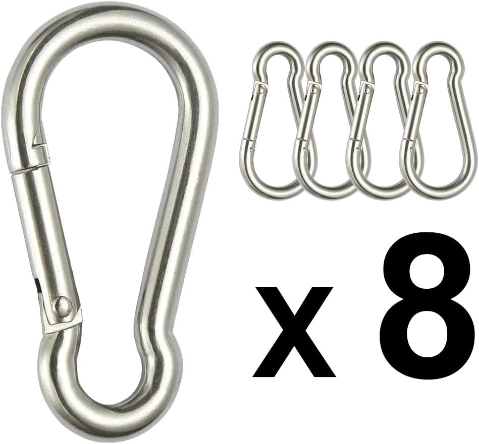 GoosWexmzl Snap Carabiner Hook-304 Stainless Steel Spring Snap Hook Small Carabiner Set of 8 : Sports & Outdoors