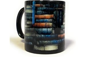 Book Art Ceramic Coffee Mug, 325 ml 11 oz, Black, Watercolour Design, Microwave and Dishwasher Safe, Book Gifts for Book Love