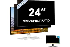 Pomya 24 Inch Computer Privacy Screen Filter 2 Pack, 16:9 AntiSpy Screen Protector, Blue Light Blocking Anti Glare Film, Scra