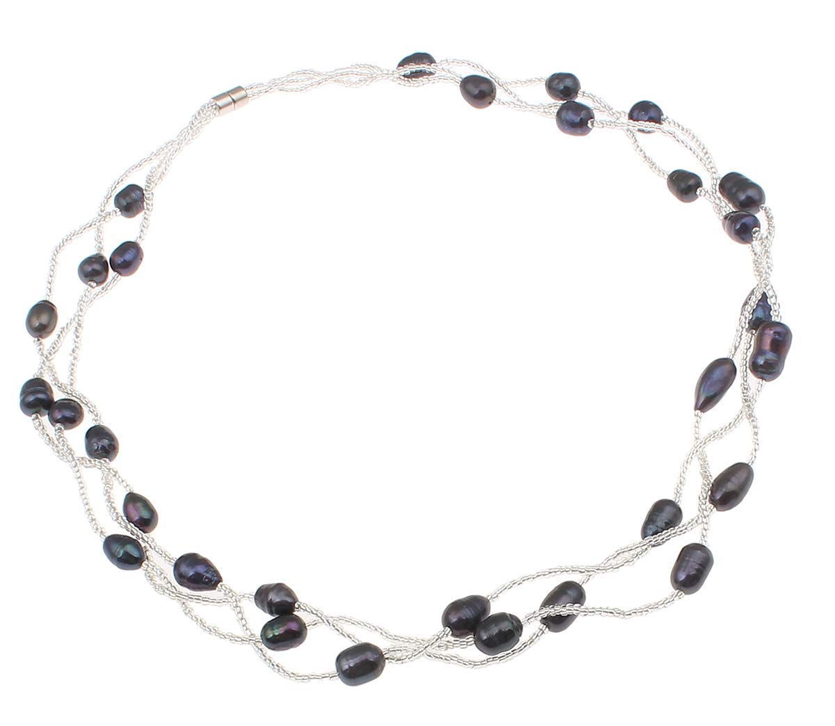 Treasure Bay Elegant Natural Freshwater Pearl Necklace Pearl Jewellery Necklace for Women Ladies and Girls (Black)