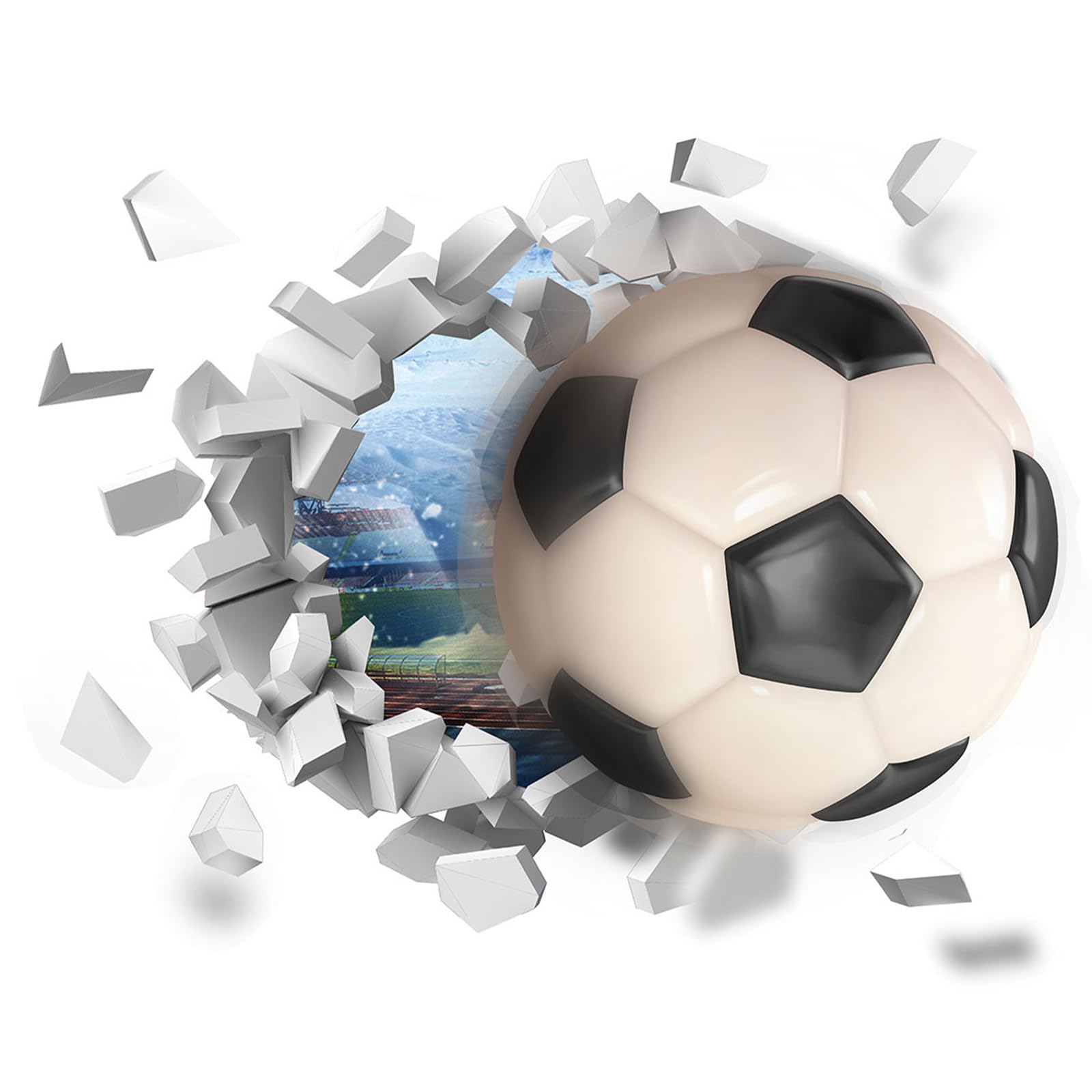 Football Wall Stickers, 3D Soccer Wallpaper for Boys Room, Vinyl Football Wall Art Stickers for Boys Bedroom Playroom Living Room Window Door Decoration