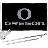 College Flags & Banners Co. Oregon Black Flag with Pole and Bracket Mount Kit