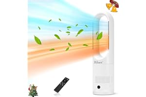 Hiluce All Season Bladeless Fan, 1400W Space Heater & 40W Tower Fan Combo with Remote,25dB Quiet Heater Fan Combo for Indoor Use,Tip Over and Overheat Protection 80°Oscillation,8Levels, 9H Timer,22"