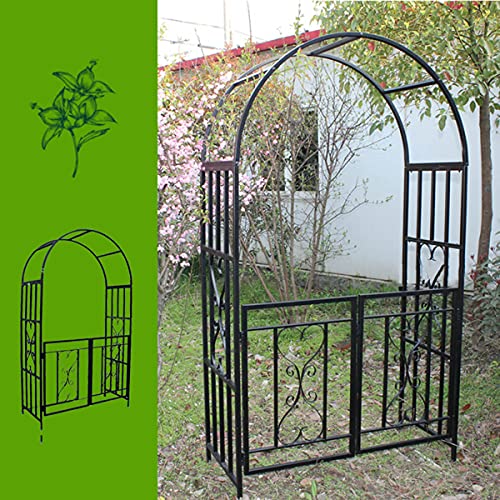 Yibcn Rosenbogen, Rankhilfe 240 x 140 x 40cm, Gartenbogen Torbogen mit Tor Metall Pergola Rankhilfe Kletterpflanzen… – Bild 4