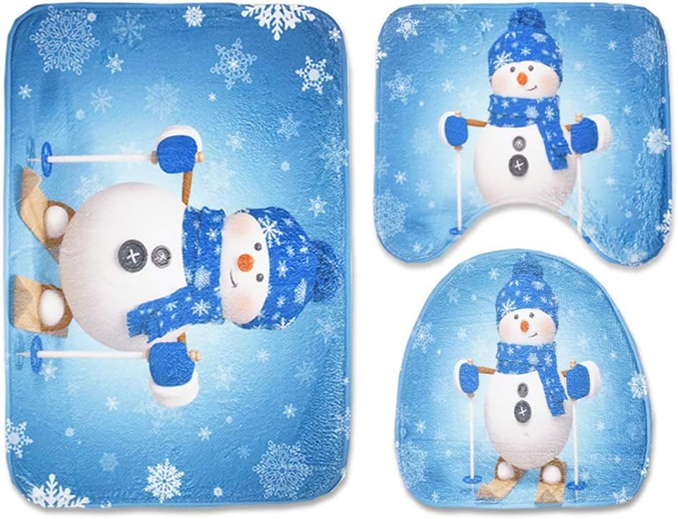 WJHW Badgarnitur 3 TLG Set 45X75 cm Weihnachten WC Vorleger Ohne