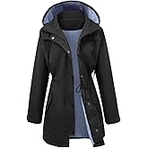 AIMLYXEE Women Rain Jacket Lightweight Waterproof Raincoat Lined Outdoor Hooded Windbreaker Trench Coat