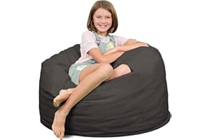 ULTIMATE SACK 3ft Bean Bag Chair, Oversize Bean Bag Chair for Adults, Comfy Chair Bean Bag Couch Lounge Sofa Loveseat Furniture | Grey Suede