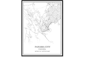 TANOKCRS Panama city Panama Map Wall Art Canvas Print Poster Artwork Unframed Modern Black and White Map Souvenir Gift Home Decor