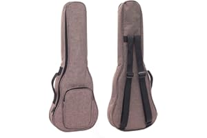 HOT SEAL Simple Linen 10MM Classic Thick Durable Ukulele Case Bag with Large Storage (21in, Brown)
