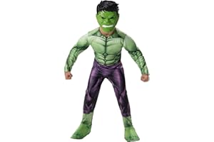 JAZWARES COSTUME PLAY Marvel Boys Deluxe Hulk Costume, Incredible Hulk Child Bruce Banner Kids Halloween Costume - Officially Licensed