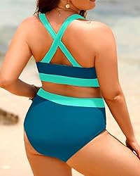 Aqua Eve Plus Size Two Piece High Waisted Bikini