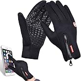 Ytuomzi Winter Gloves Touch Screen Warm Gloves Cold Weather Windproof Cycling Driving Riding Bike Telefingers Thermal Gloves Non-Slip Silicone Gel Adjustable Full Finger Mittens