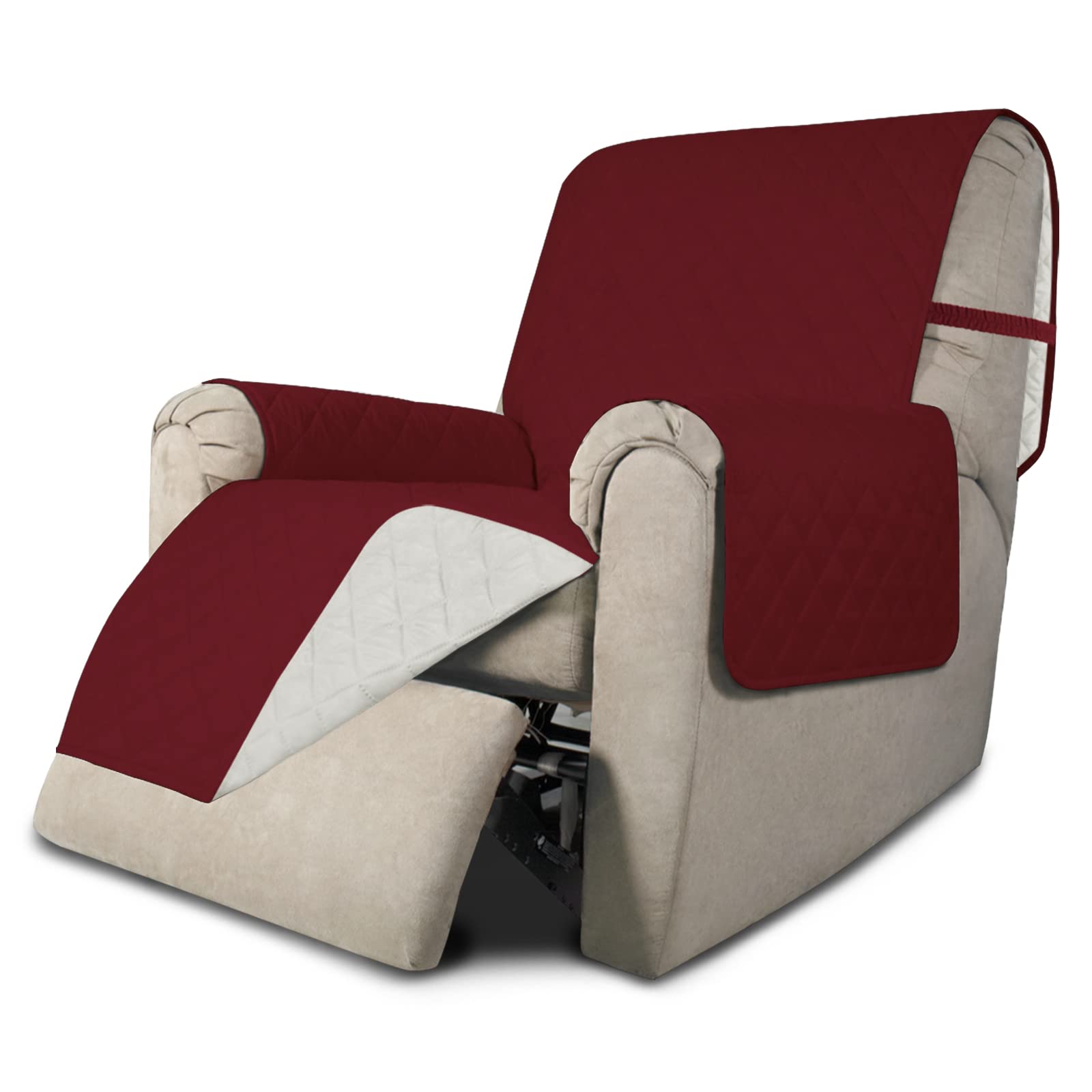 Easy-Going Reversible Couch Cover, Recliner 22 in, Christmas Red/Ivory
