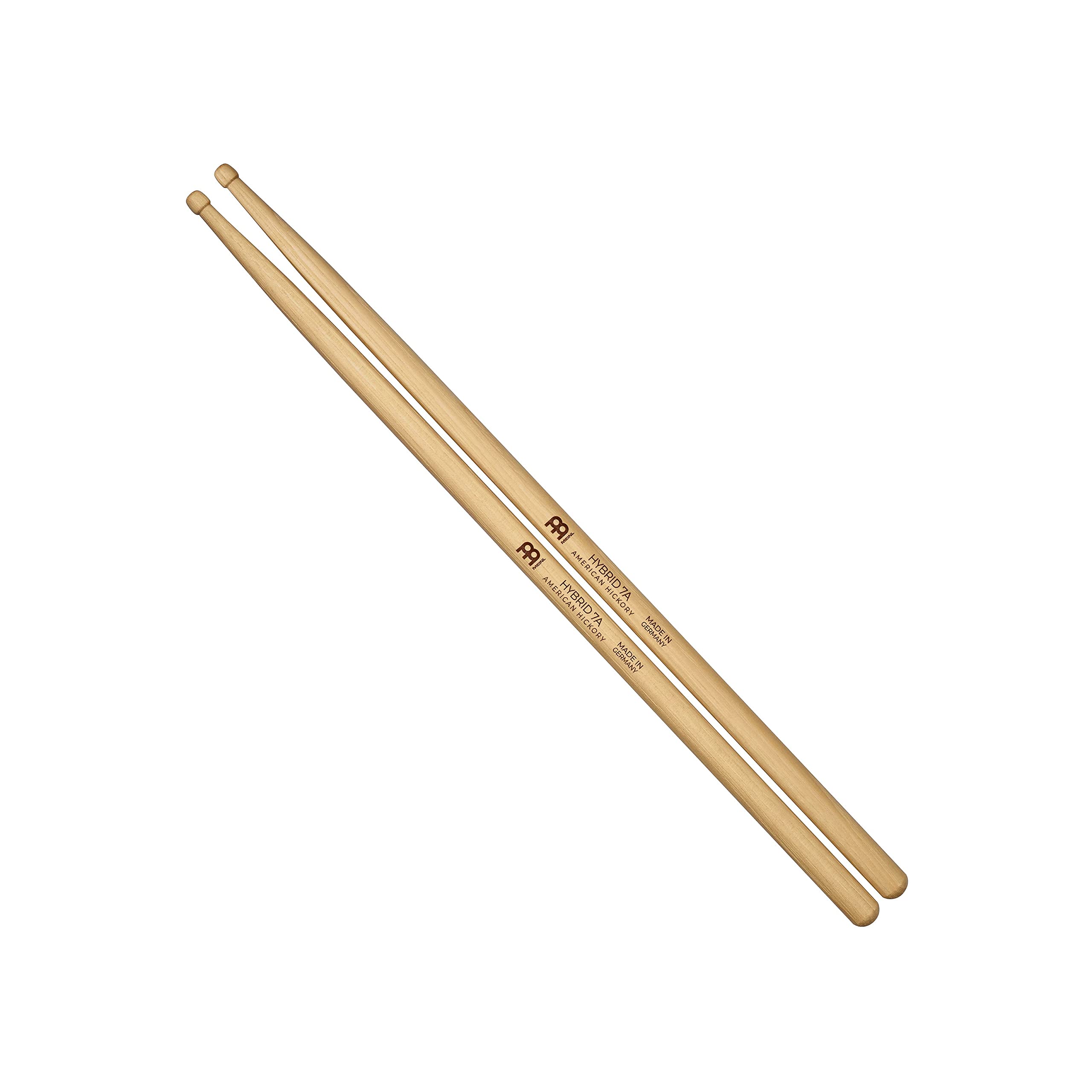 Meinl Stick & Brush Drumsticks, Hybrid 7A - American Hickory with Acorn/Barrel Shape Wood Tip - Made in GERMANY (SB105)