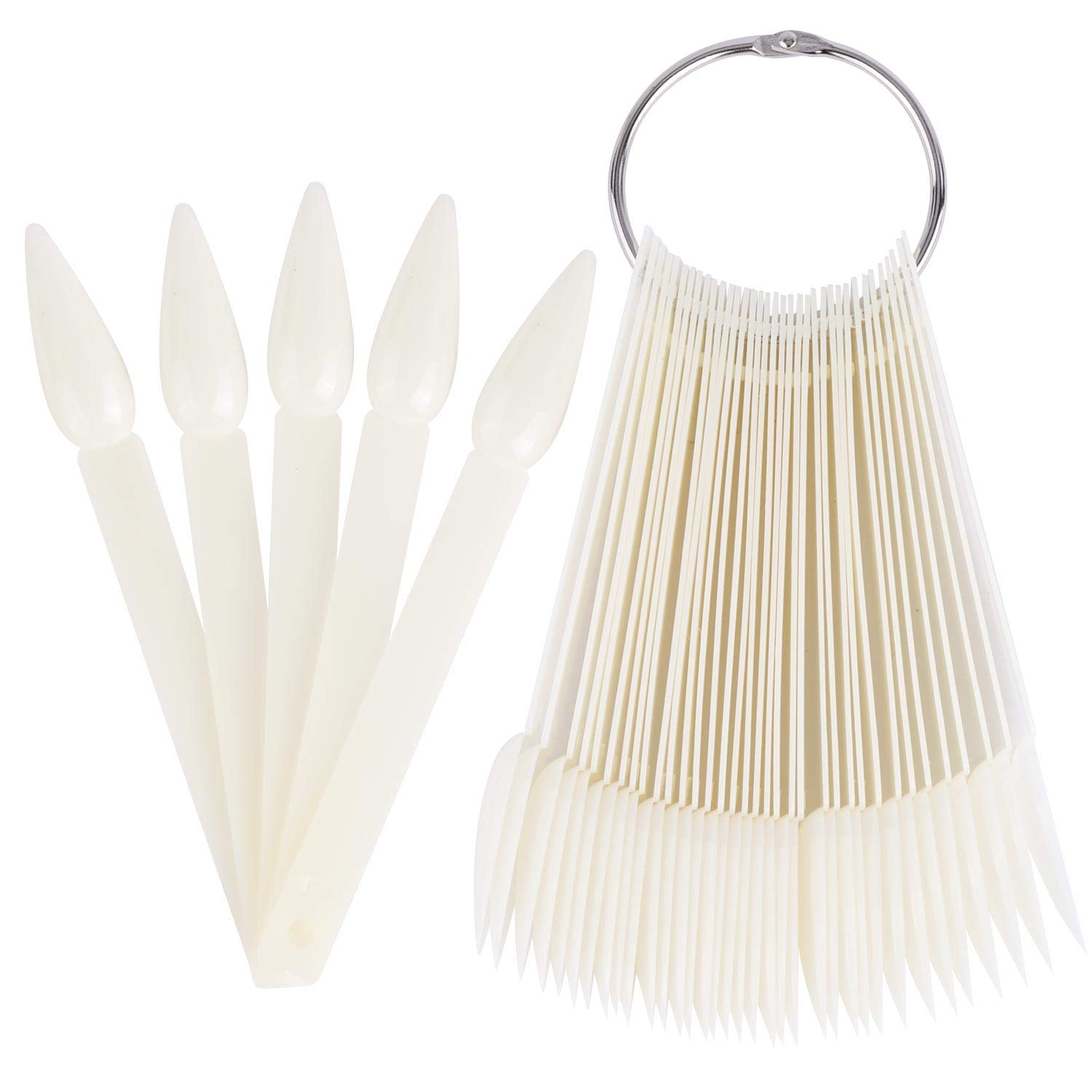 Photo 1 of 160 Pcs Plastic Nail Swatch Sticks Stiletto Nail Swatches Sample Sticks Nail Color Display Sticks with Metal Rings