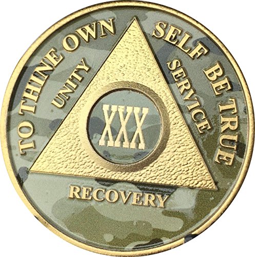 30 Year AA Medallion Camo Gold Plated Anniversary Chip Camouflage Color