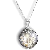 MadamLili Make a Wish Silver Necklace with Real Dandelions - 925 Sterling Silver - 27inch/70cm Chain - Real Silver - Handmade in Germany - Gift Box