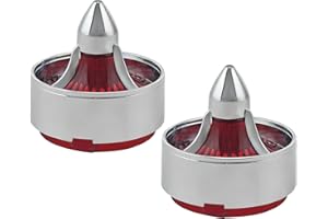 FATECIM 2" Turn Signal Light Turbine Replacement Red Lenses Covers for Softail Street Road Glide Fat boy Sportster Dyna Deluxe Bikes Snap On repl. OEM# 68973-00 Chrome Bezel