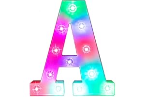 Glintee Light Up Letters Letter Lights - Colorful LED Letters Lights Alphabet for Romantic Valentines Day Night Lights Wedding Birthday Party Home Bar Decor- (Colorful A)