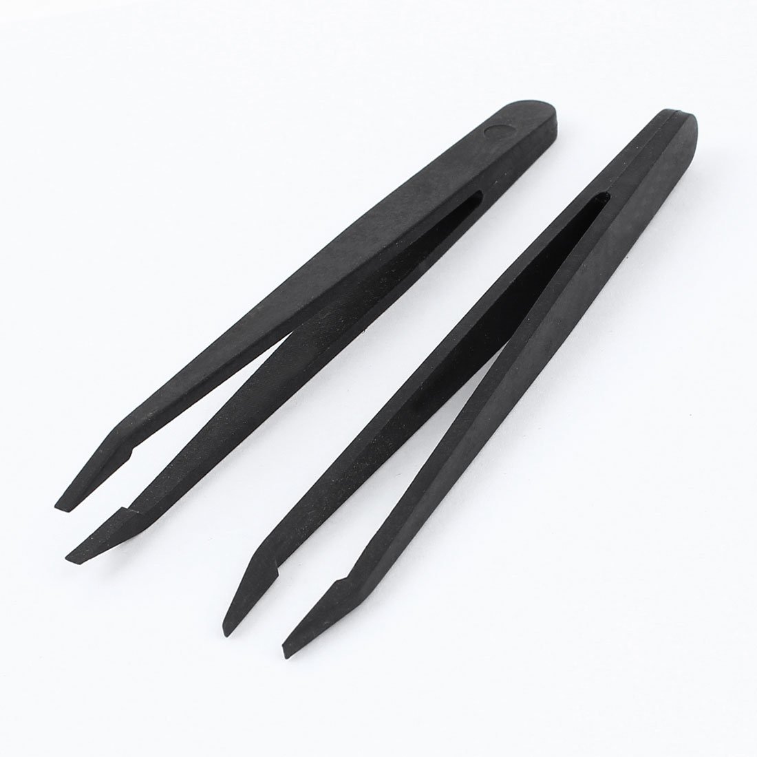 Sourcingmap Craft Hobby 2.6mm Tip Plastic Anti-Static Tweezers 2PCS Black