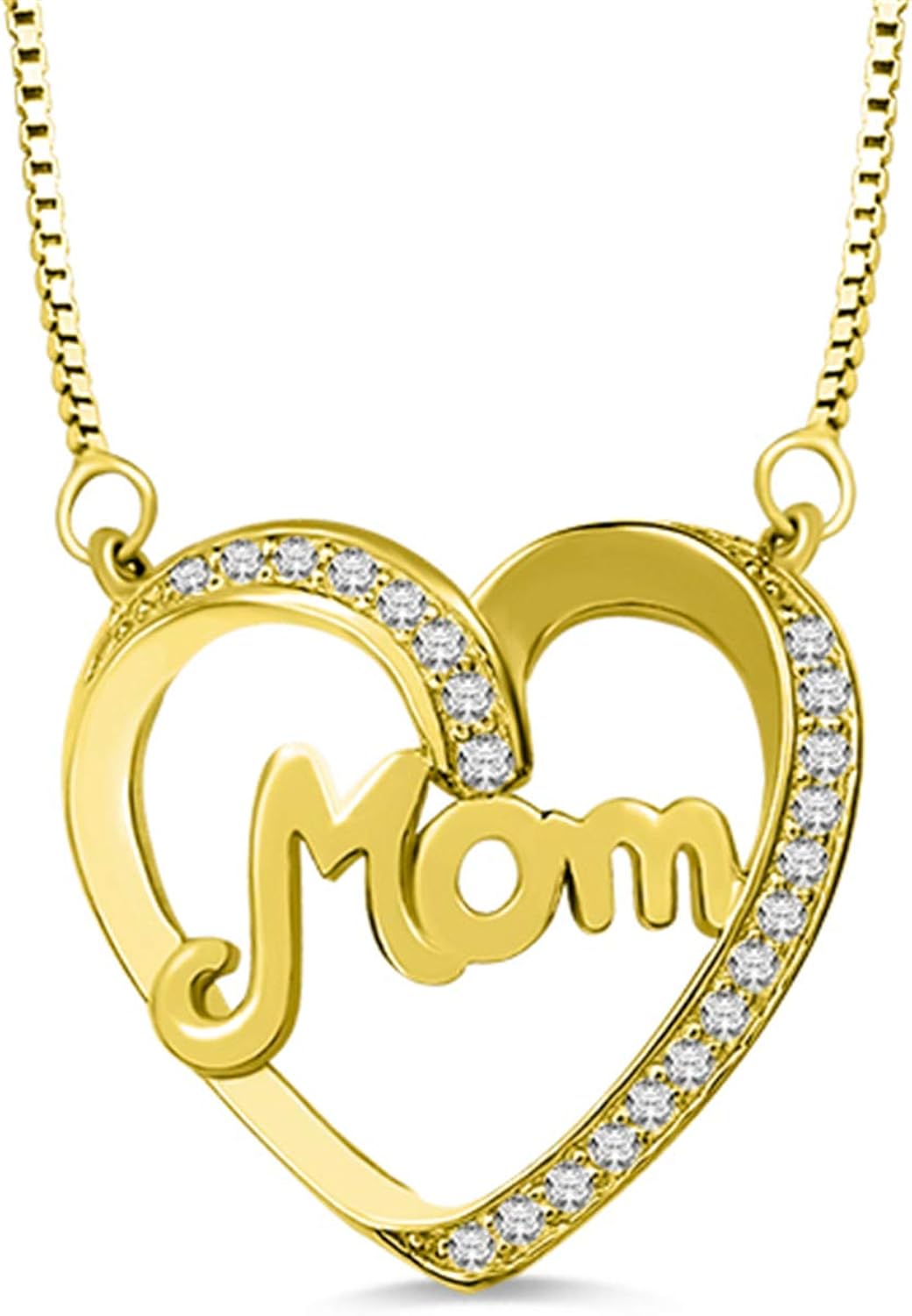 Getname Necklace I Love You Mom 925 Sterling Silver Heart Pendant Necklace with Birthstones Personalized Necklace