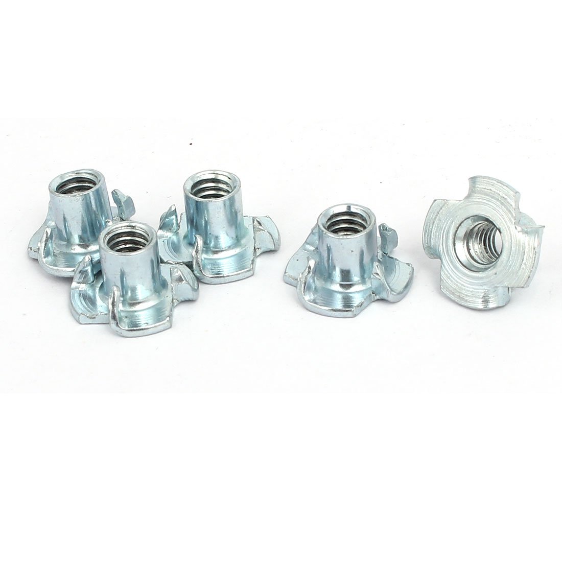 Sourcingmap 1/4'' Thread Dia 10mm Height 4 Prongs Full Threaded T-Nut Tee Nuts 5pcs
