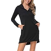 HDE Beach Coverups for Women UPF 50 Long Sleeve Swim Cover Up Dress with Hood Quick Dry Sun Protection Tunic with Pockets
