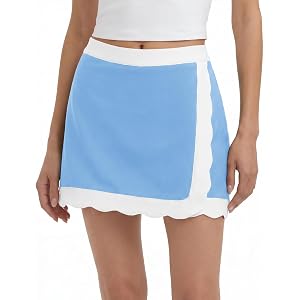 Fisoew Womens Tennis Skirts with Shorts Scalloped Hem Wrap Golf Skorts High Waisted Athletic Running Skirt with Pockets