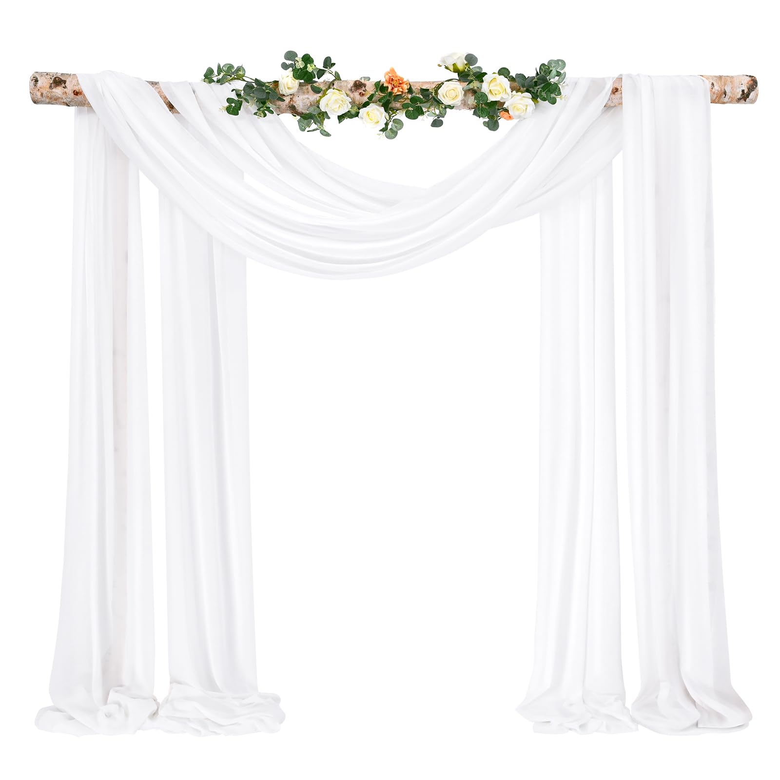 Showgeous Wedding Arch Draping Fabric 1 Panel 28" x20Ft Cream White Chiffon Fabric Drapery Wedding Arch Drapes Chiffon Sheer Backdrop Curtains for Arbor Wedding Archway Ceremony Ceiling Decorations — image 1