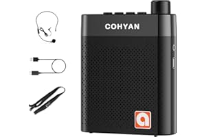 COHYAN Portable Voice Amplifier for Teachers Microphone Megaphone Speaker Rechargeable with AUX Playback Power Amplifiers for Classroom, Training, Meeting, Instructors, Coaches