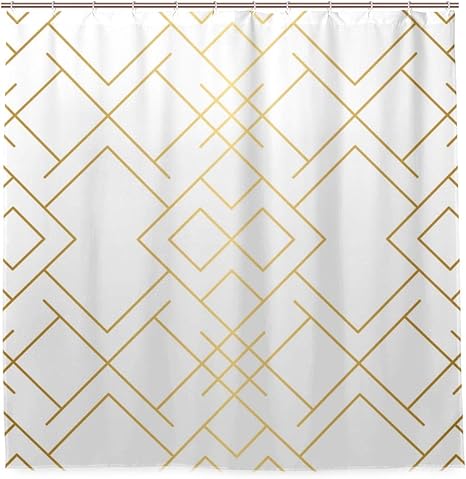Amazon Patinisa 防水シャワーカーテン 黄金のテクスチャのシームレスな幾何学模様の背景 浴室 目隠し 間仕切り取付簡単 カーテンリング付属 おしゃれ バスカーテン 180ｘ180cm シャワーカーテン ホーム キッチン オンライン通販