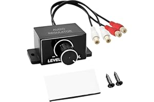 URANT Universal Car RCA Level Controller Amplifier,Car Audio Low-End Control Knob,Equipped with 2 Screws and 1 Foam Tape,Suitable for Low-End Amplifier Volume Control Cables for Car and Motorcycle Speakers