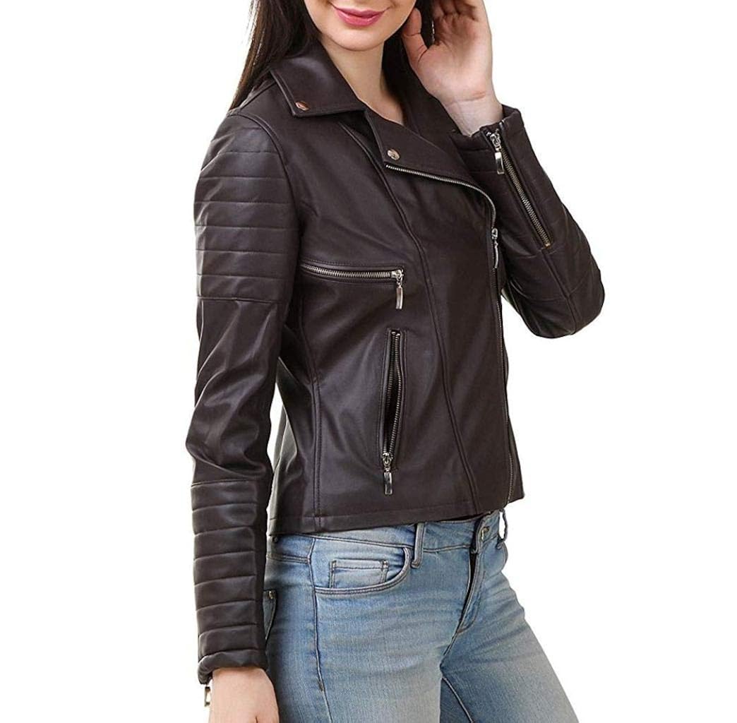 easy4buy women's slim fit zipper winter jacket (jock_10, brown, xl)