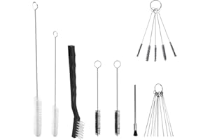 ROIKETU 17pcs Multi-Purpose Spray Gun Cleaning Kit,Nylon Brushes Paint Gun Cleaning Kit Mini Brushes & Needles for Clean Airbrush Nozzles Spray Guns Tattoo Equipment(17PCS)