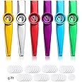 6 Metal Kazoo Musical Instruments with 36 Pieces Kazoo Flute Diaphragms, Aluminum Alloy Metal Kazoo Set A Good Companion for 