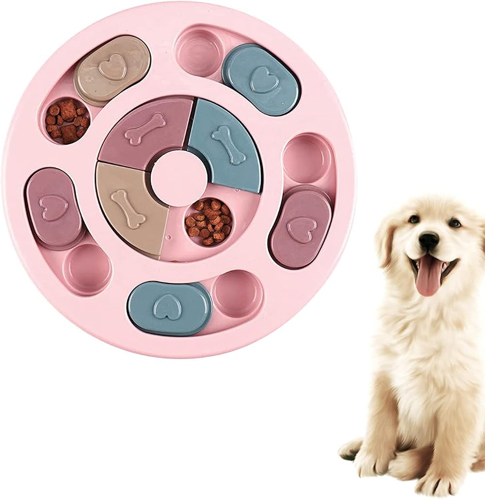 SUOXU Puzzle Feeder Toy for Dogs Pink 24cm Interactive Treat Dispenser