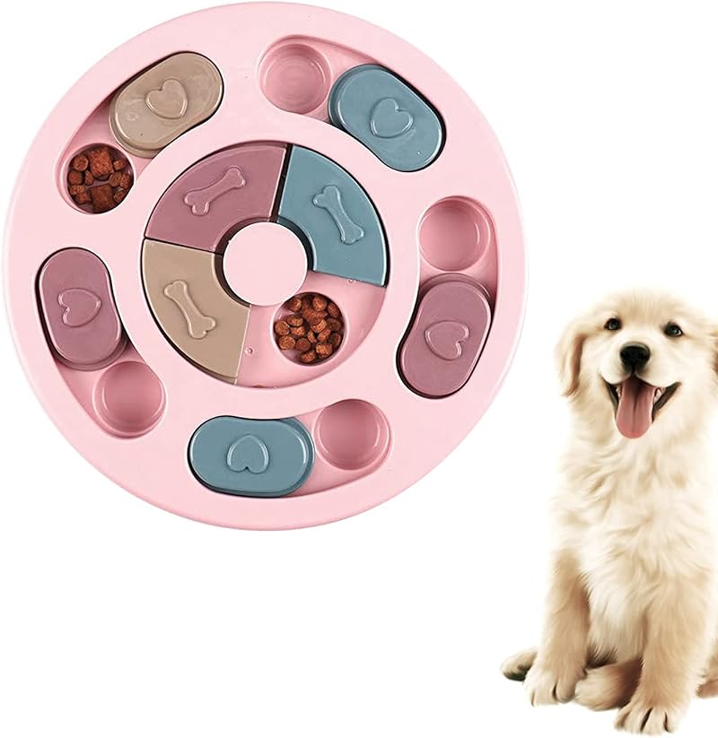SUOXU Puzzle Feeder Toy for Dogs Pink 24cm Interactive Treat Dispenser