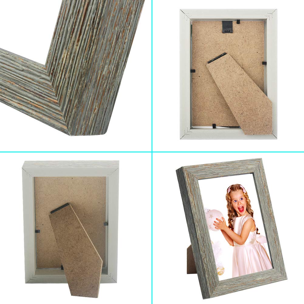 Wskderliner 2er Set 9 x 14 cm (3.5x5.5 Inch) Bilderrahmen Shabby chic Vintage Barock antik Landhausstil Nostalgie Aufsteller Portraitrahmen Fotorahmen Einzelrahmen Creamy-White and Gray